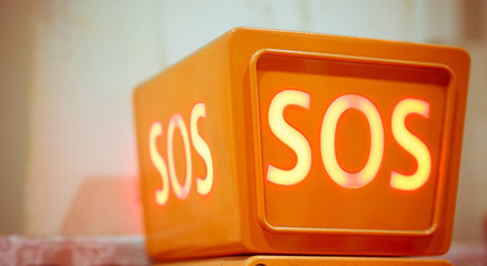 sos sign, closeup view