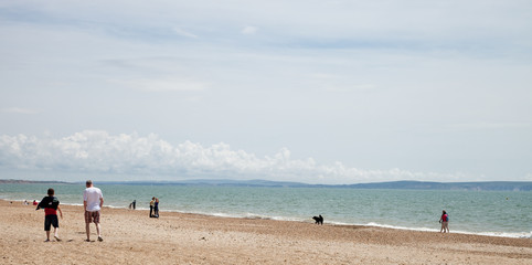 Fototapeta na wymiar Rapes promeneurs sur la plage
