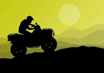 All terrain vehicle quad motorbike rider in wild nature backgrou © kstudija