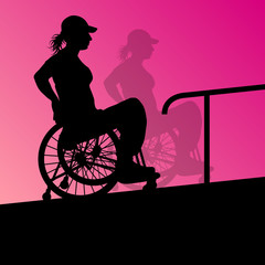 Active disabled young woman in a wheelchair detailed health care