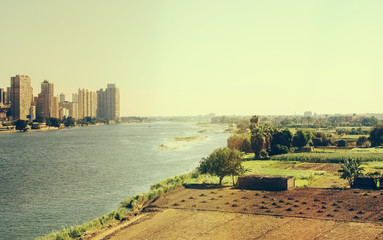 The river Nile going through Cairo,Egypt