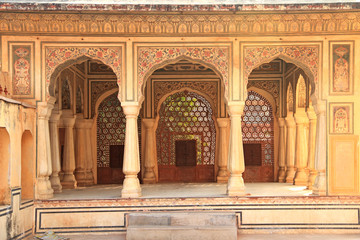 Fototapeta na wymiar Interior of Hawa Mahal (Wind Palace) in Jaipur, Rajasthan, India