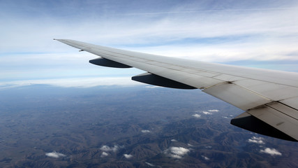 airplane wing flying