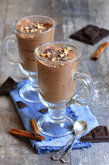 Chocolate mousse in a glass.