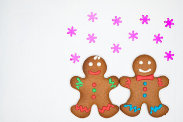 Gingerbread cookies on the white background