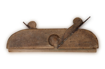 old carpenter tool planer, isolated on white background