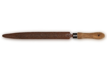 old tool carpenter rasp for wood isolated on white background