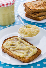 Delicious breakfast with butter croutons