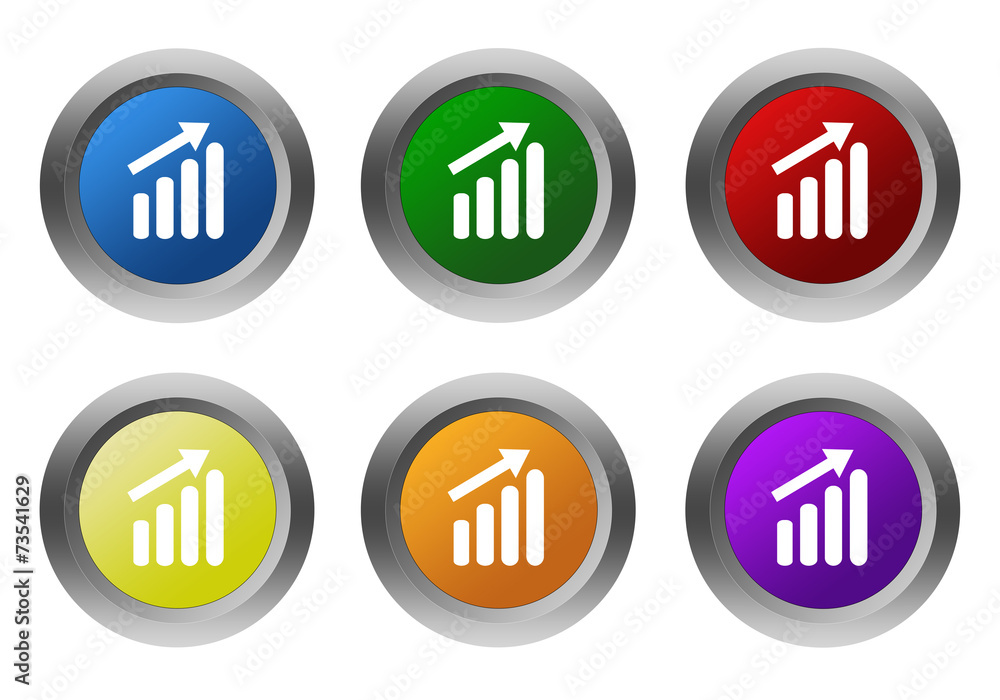 Poster set of rounded colorful buttons with success symbol
