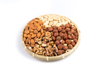 Set of nuts in basket