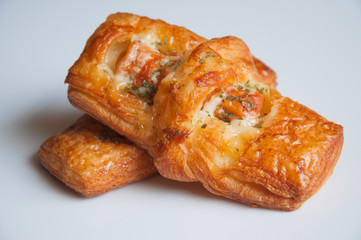 Danish pastries with pork sausage