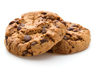 Chocolate cookies isolated on white background cutout
