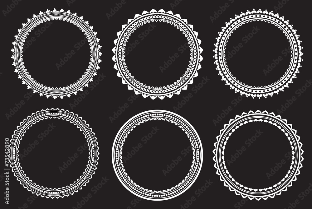 Poster set of round frames on a black background