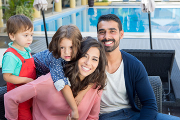 Family close to the pool