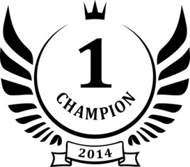 Champion design with wings and crown