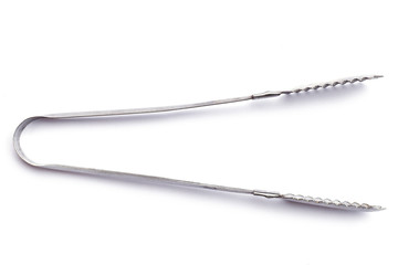 Serving kitchen tongs isolated on a white background