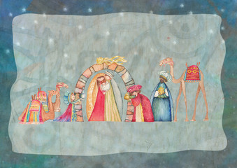 Christian Christmas Nativity scene with the three wise men © vitamasi