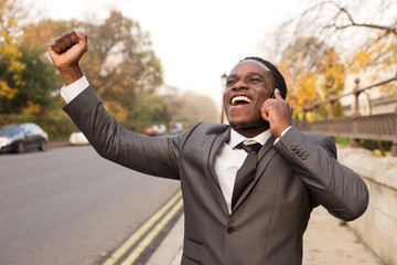 business man celebrating