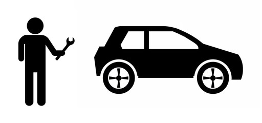 Naklejka premium Mécanicien et une voiture