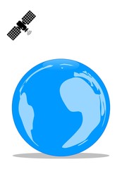 Satellite au dessus d'un globe-terrestre