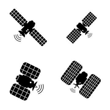 Satellite de communication en 4 icônes