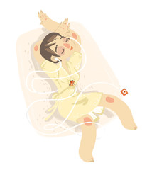 lie girl with headphone