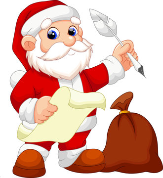 Santa Claus with gift sack record list of good children