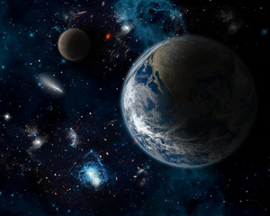 Fototapeta na wymiar Space background with planet Earth