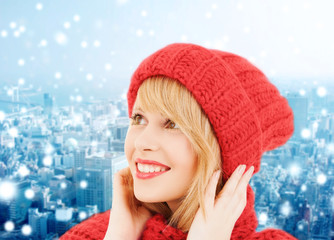 smiling young woman in winter clothes