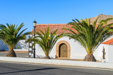 Fototapeta na wymiar Canary style church in Tindaya village, Fuerteventura island