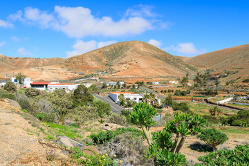 View of Betancuria village in mountain landscape, Fuerteventura