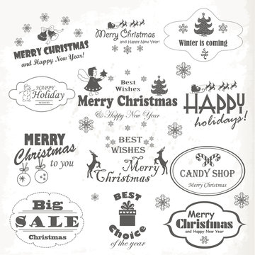Christmas isolated collection of calligraphic design elements