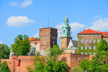 Beautiful Wawel Royal Castle on sunny day in Krakow,  Poland