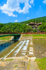 Bridge over Dunajec river in Szczawnica town, Pieniny, Poland