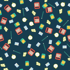 Vector seamless business process pattern on dark background