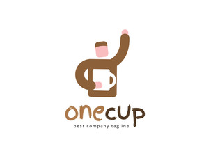 Abstract vector coffee man logo icon concept. Logotype template