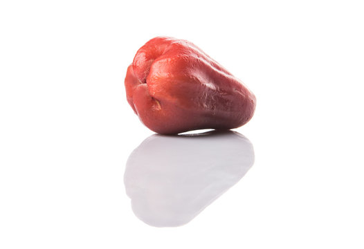 The exotic rose apple fruit over white background