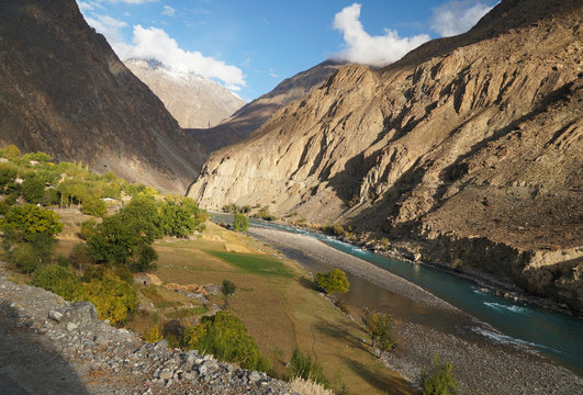 Agricultural field by the river , Northern Pakistan