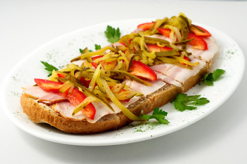 Bread with bacon on homemade