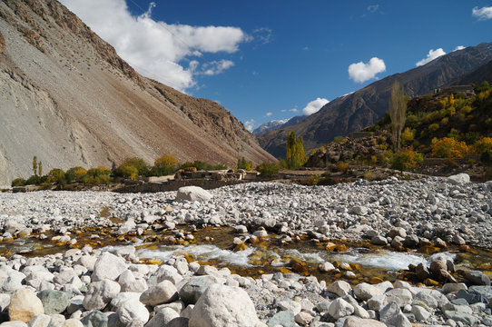 Small river in Ghizer Valley in Northern  Pakistan