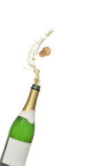 Cork popping out of champagne bottle