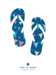 Vector colorful doodle bunting flags flip flops silhouettes