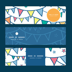 Vector colorful doodle bunting flags horizontal banners set