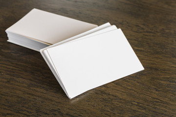 Business cards on wood table