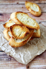 toasts of baked baguette