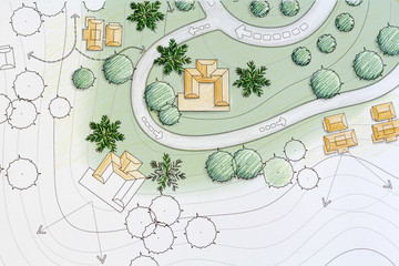 Landscape Architect Designing on site analysis plan © toa555
