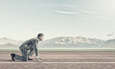 Businessman at start