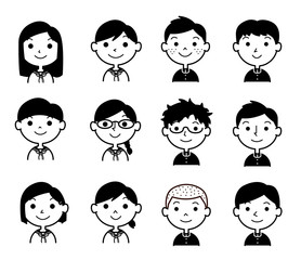 人々　学生　セーラー　学ラン　白黒