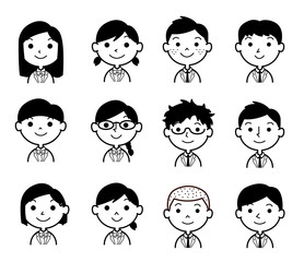 人々　学生　ブレザー　白黒