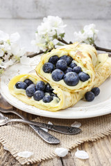Crepes with blueberries